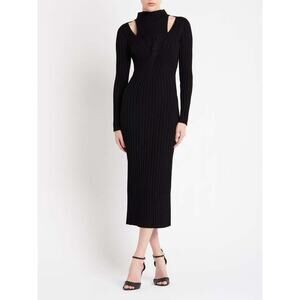 ACLER Collins Ribbed Cutout Dress in Black Size 8